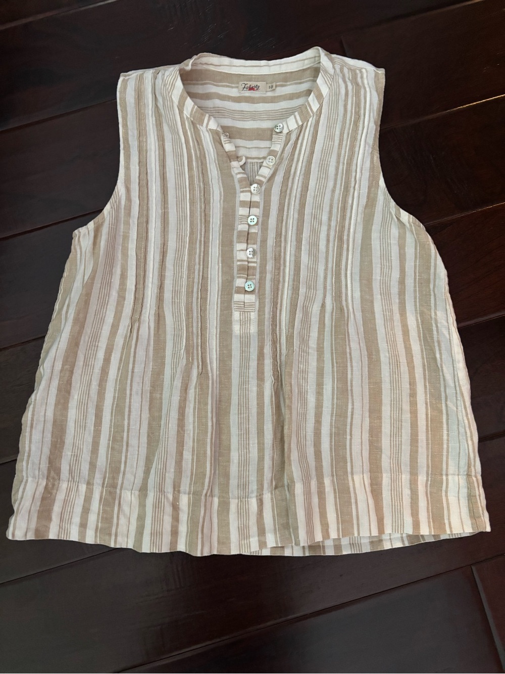 New Faherty Isha Top in Natural Bombay Stripe Size XS